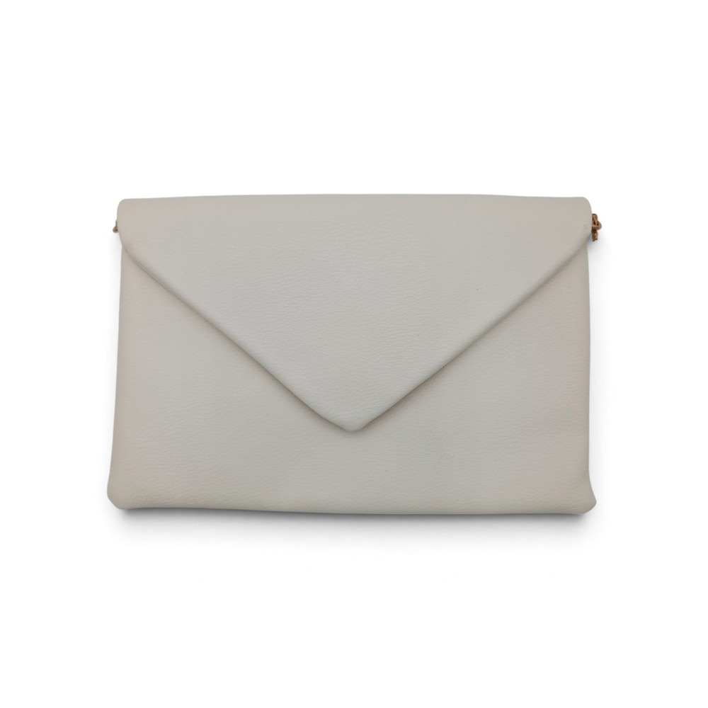 Live In Style Cream Vegan Leather Envelope Crossbody Clutch Gold Chain NWT